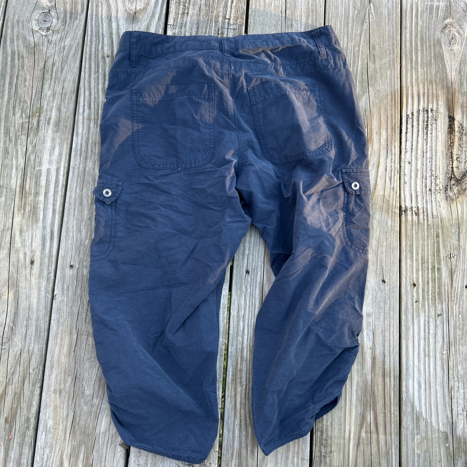 Vtg true 80s Woolrich Capri Shirts cargo pocket Navy Blue dark Women’s-size 8