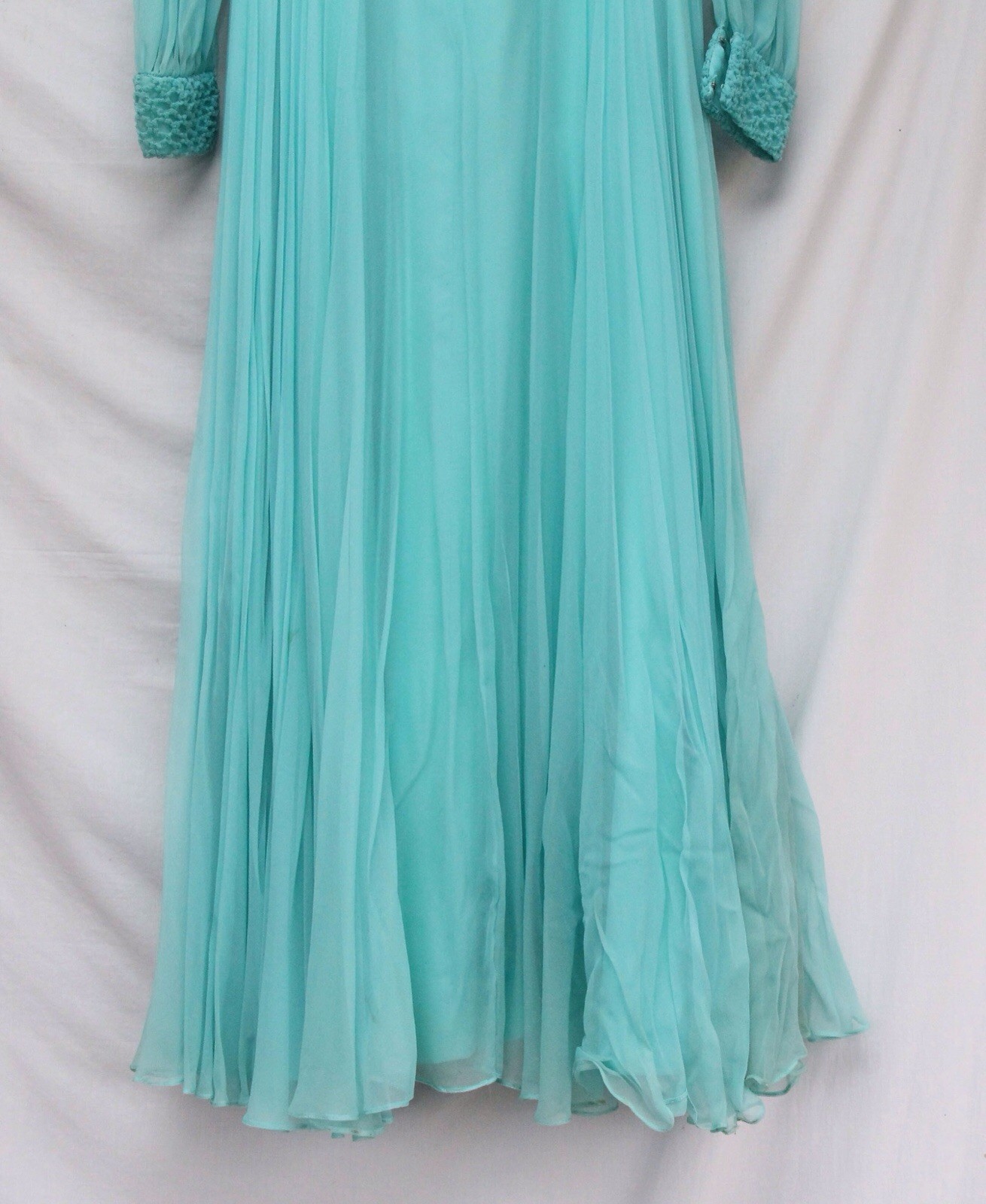 Vintage 1960’s Blue Mod Maxi-dress B. Altman & Co. Made In USA Long Sleeves