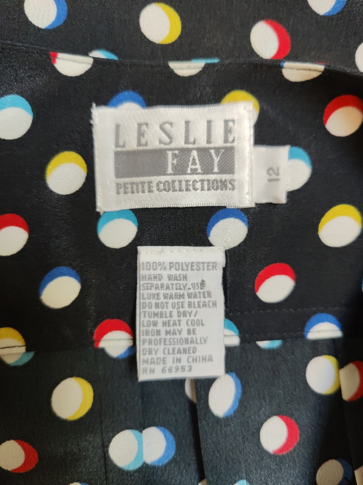 Vtg Leslie Fay 80’s Polka Dot Secretary Dress Sz M Career Shoulder Pads Pockets