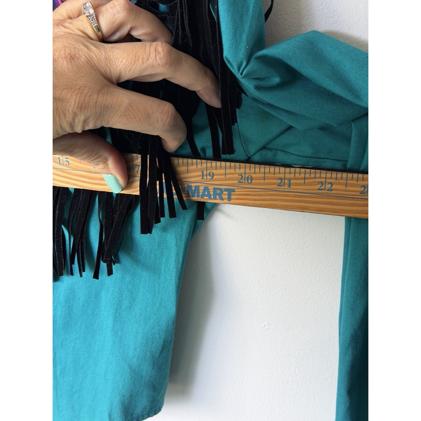 VTG Adobe 1993 Aztec Cotton Western Southwest Fringe Cropped Shirt Medium