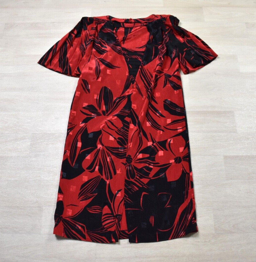 80s does 20s Lizzy & Johnny Midi Shift Party Dress Tropical Floral Size 8 VTG
