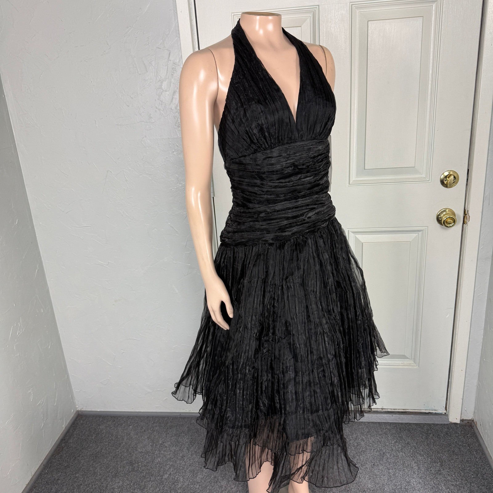 Vintage NOS Y2K 90s Bari Jay Dress 4 Prom Party Formal Evening Halter U3-22