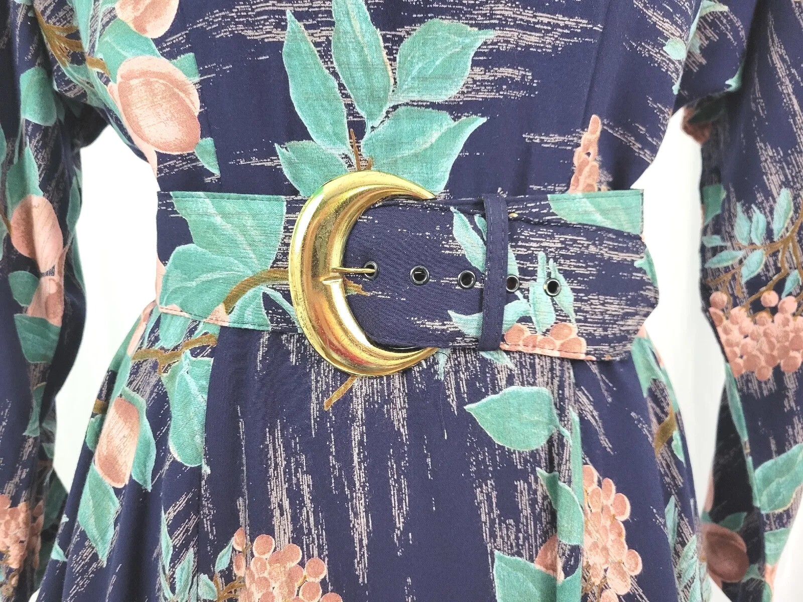 Vintage Irresistible Navy Dress w Fruit Pattern & Matching Belt Size 11/12