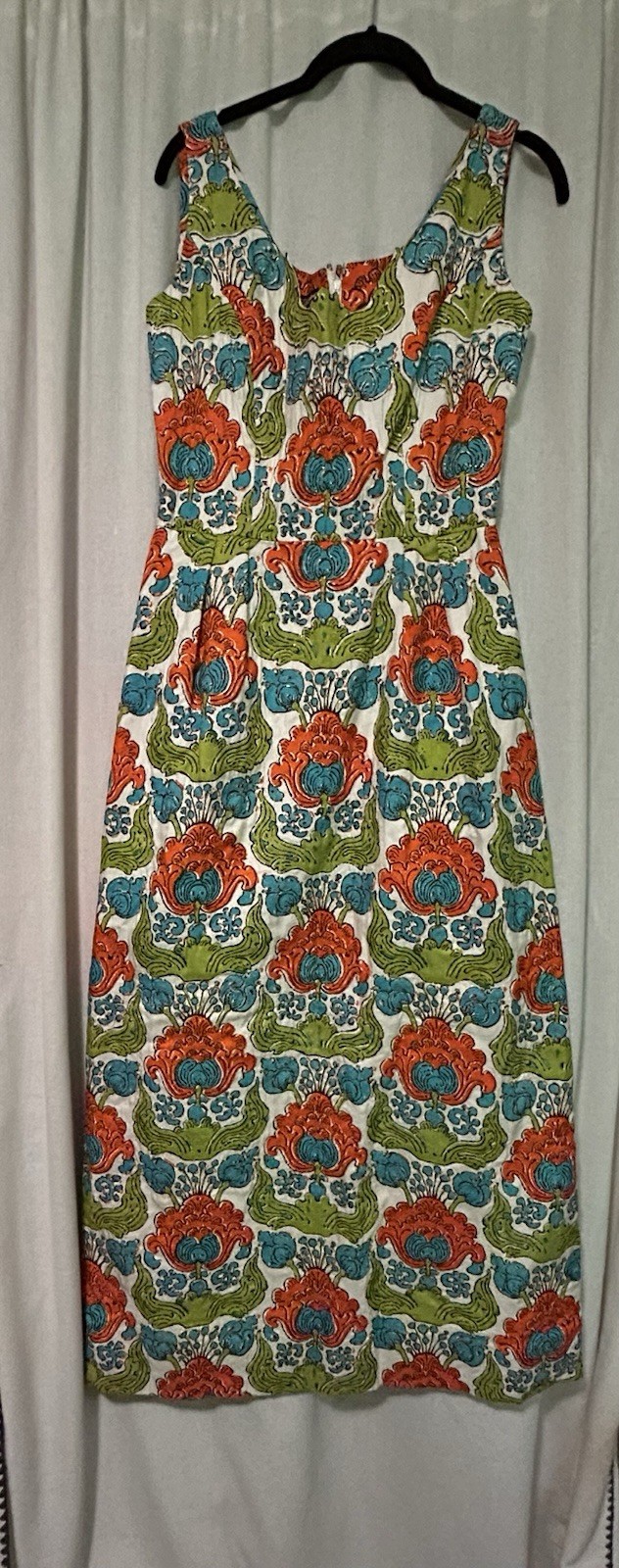VTG 1970s Saks Fifth Ave 100% Silk Maxi Dress & Matching Scarf |Floral| Size 12