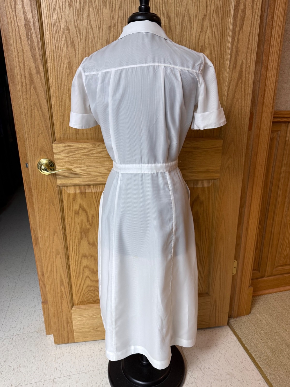 Vtg 50s 60s Nurse Waitress Removable Buttons Uniform Dress Small? White Dacron