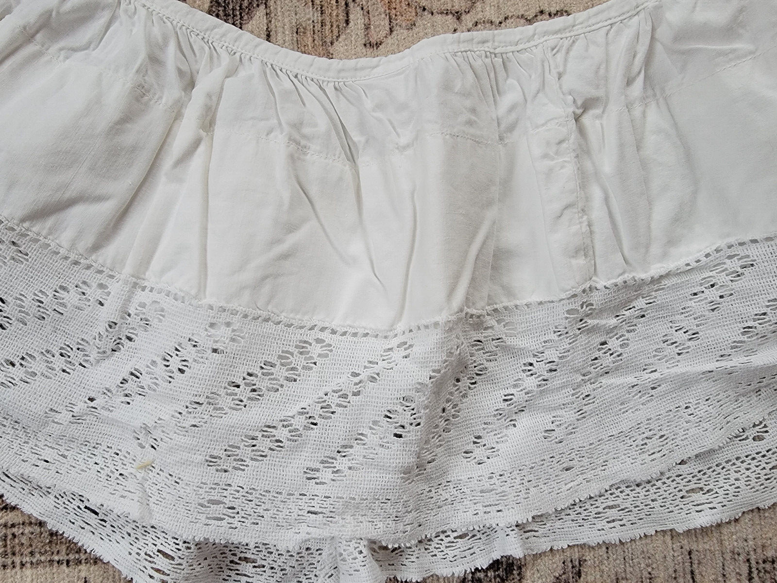 Antique Vtg Petticoat Slip Attachment Lace Trim Edge 8×72 cotton white 2 yards
