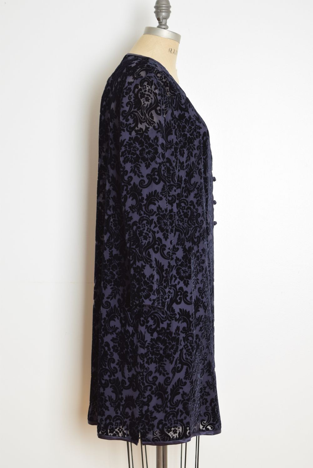 vintage Y2K dress jacket set Spenser Jeremy navy-plum silk burnout velvet L 16