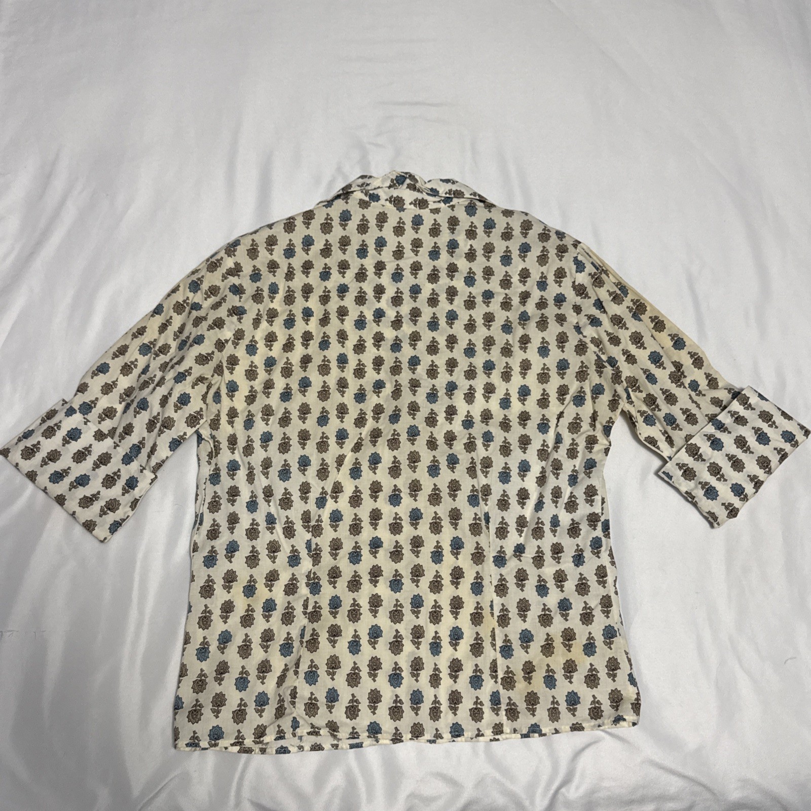 1960’s-1970’s Ship N Shore Button Up Blouse Shirt Rose Floral Pattern VTG READ