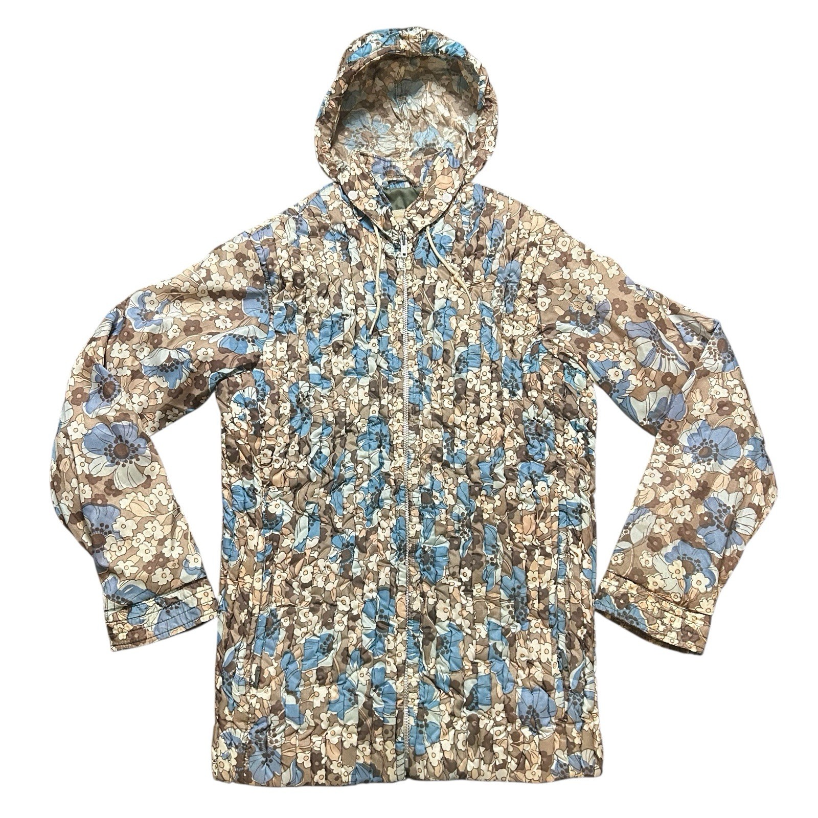 Vintage McGregor Her Ski Wear Blue & Brown Floral Jacket Coat Women’s Size Small