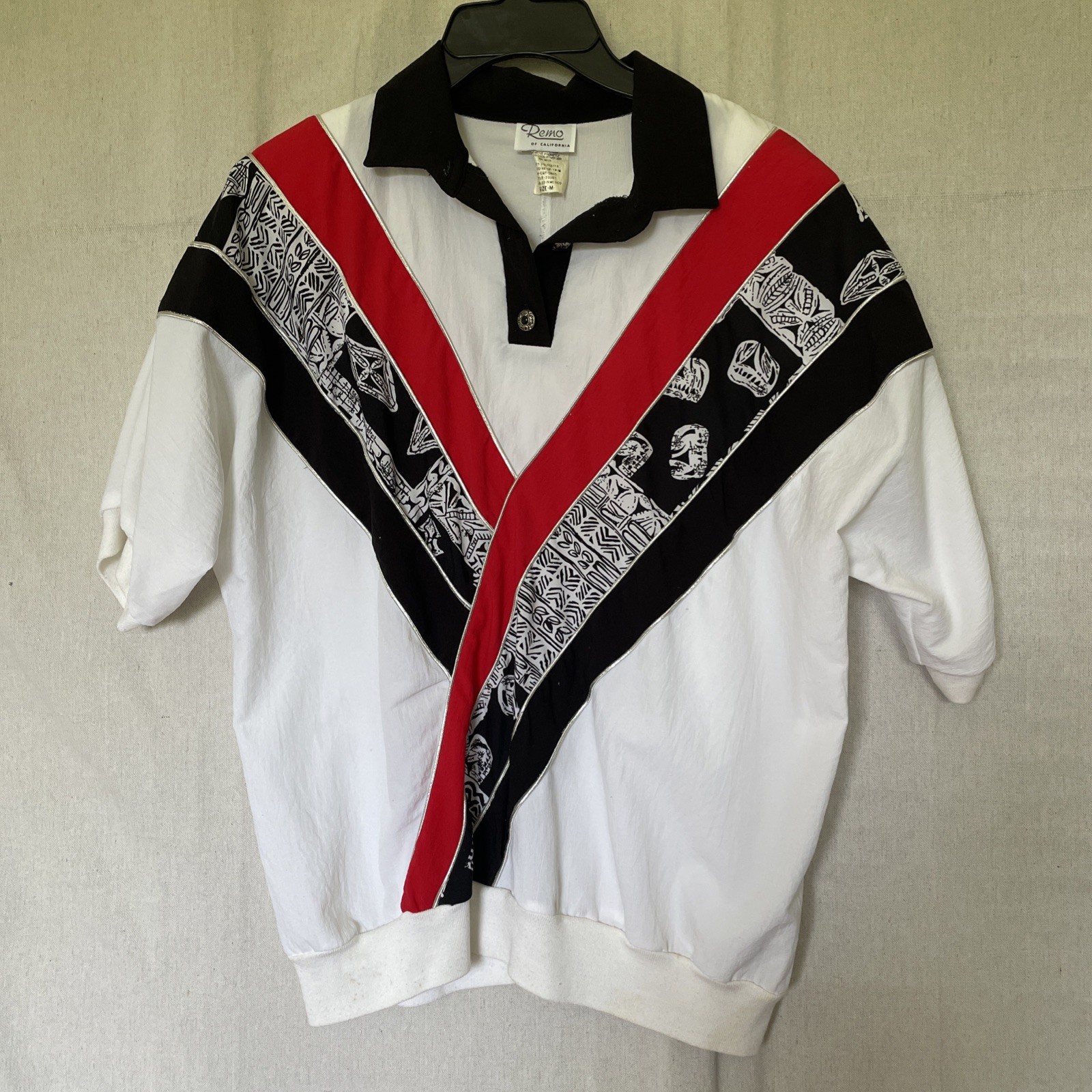VTG 1990’s Remo of California Womens M Padded Shoulder Blouson Top Banded Waist