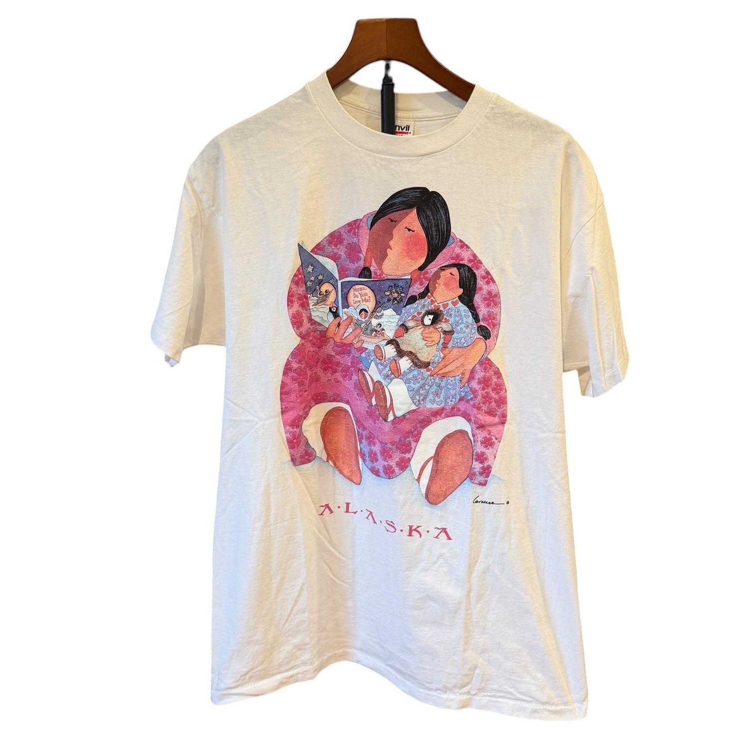 Vtg Anvil Alaska Mama Do You Love Me T-Shirt XL White Cotton USA single stitch