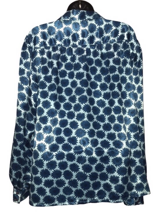 Vtg LOUBELLA California Fashions Retro Bold Floral~Flowers Poly MCM Blouse~Top