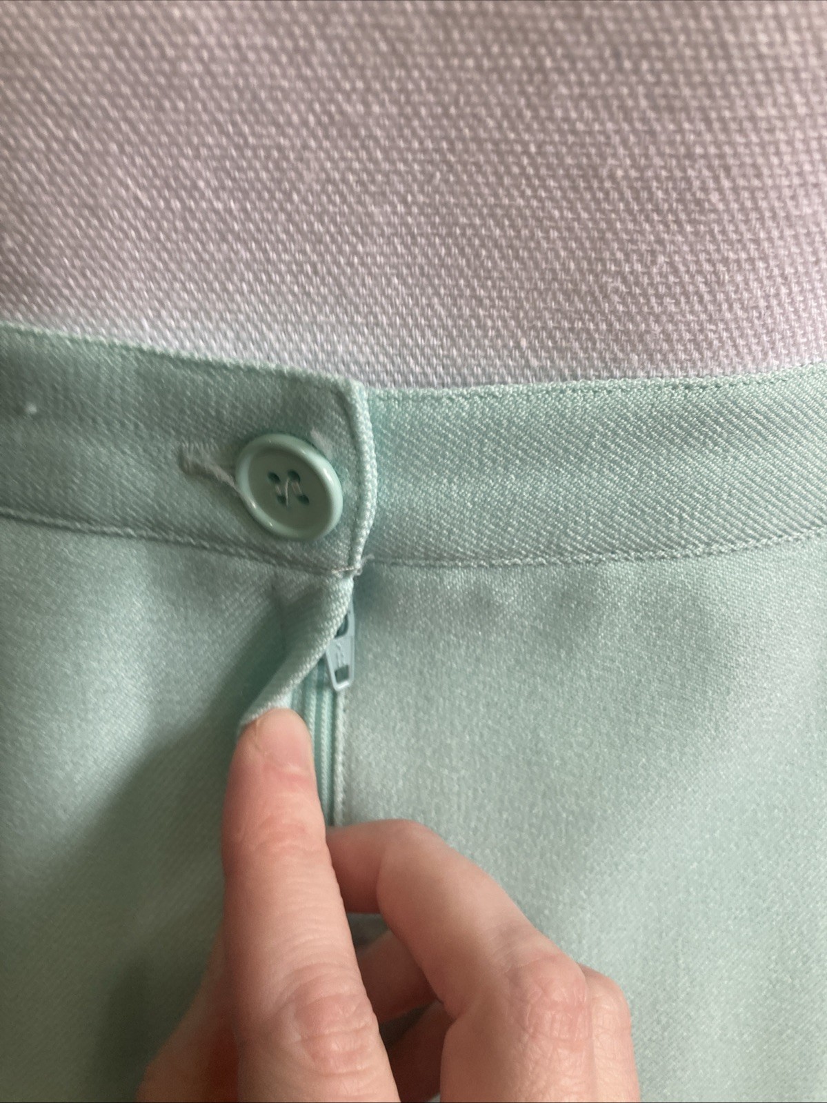 Vtg 80s Haberdashery by Personal Mint Green Pleated Midi Skirt Elastic Waist 12