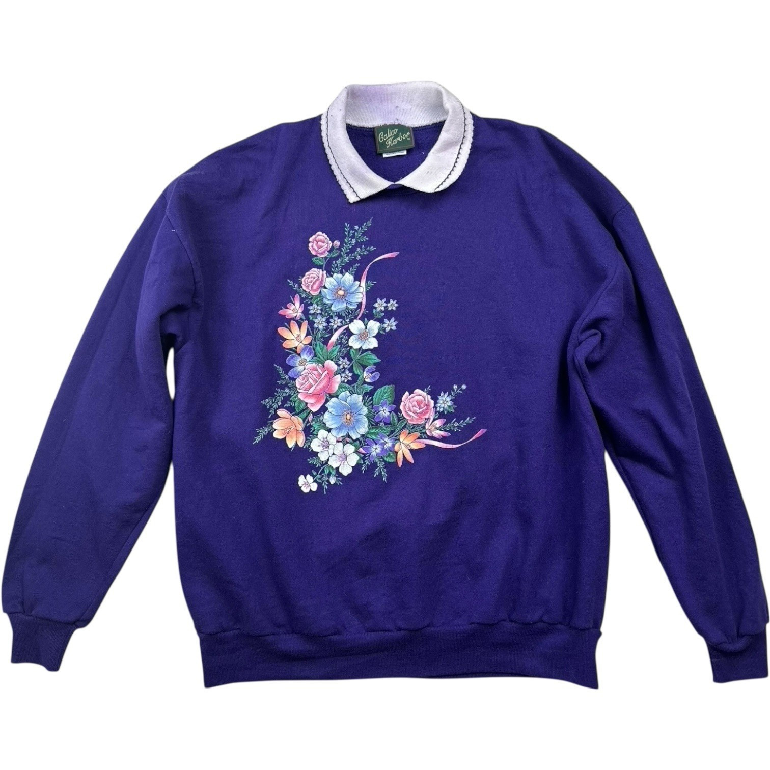Vintage sweatshirt purple XL grandma core granny oversized cottage floral 90s
