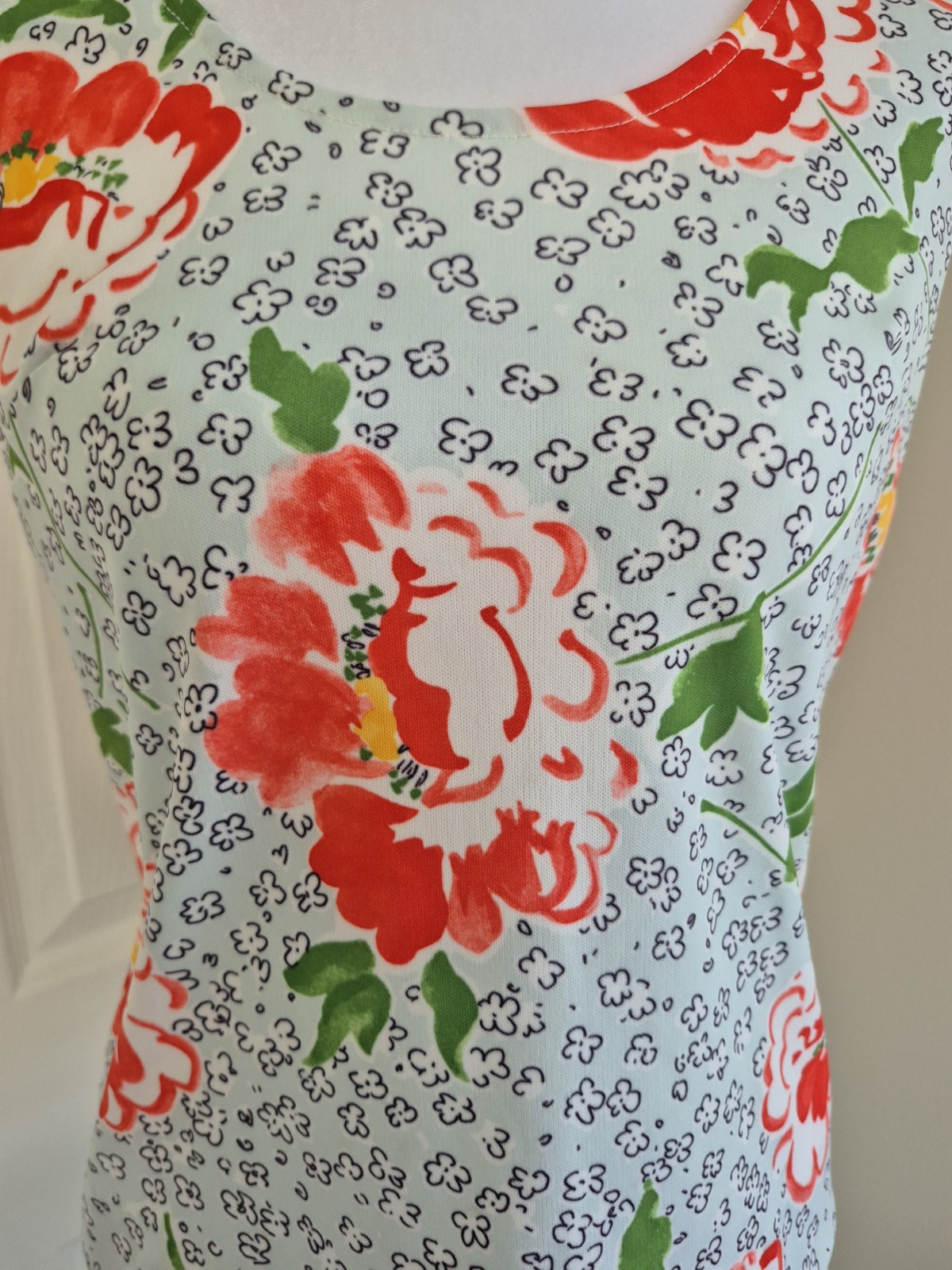 VTG 1970s Bleeker Street 2pc Twin Set Poppy Floral Shirt Tank -M