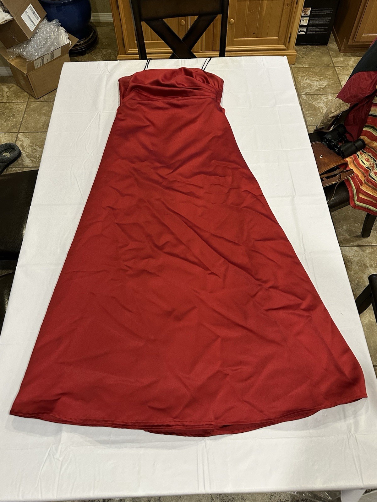 Michaelangelo Prom Dress Red/Maroon Maxi Strapless With Shawl Size-12