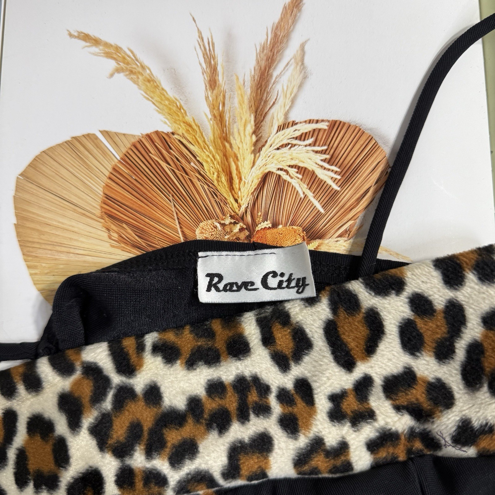 Rave city vintage black camisole with leopard print trim