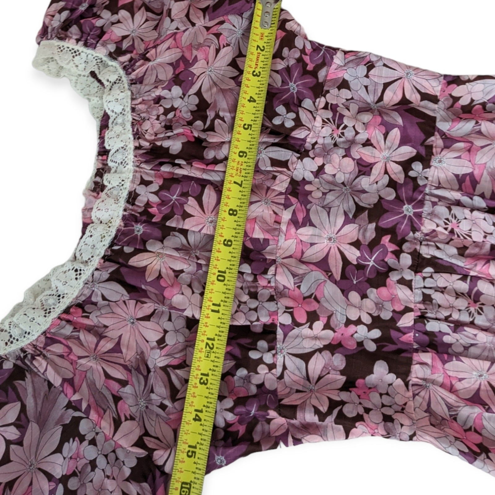 Midcentury 50s 60s Orchid Plum Purple Tropical Silk Scoop Neck Patio Dress XS