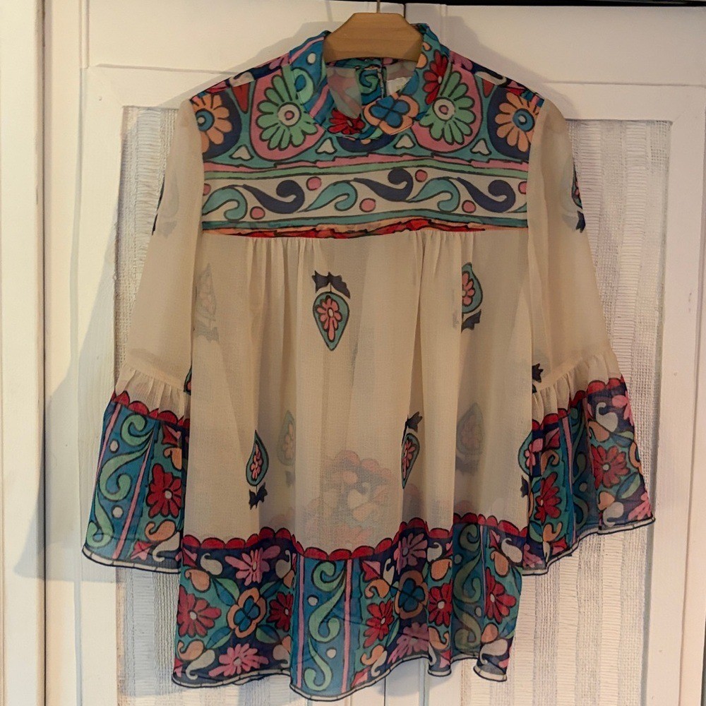 ANNA Sui vintage sheer Boho Style Blouse size M