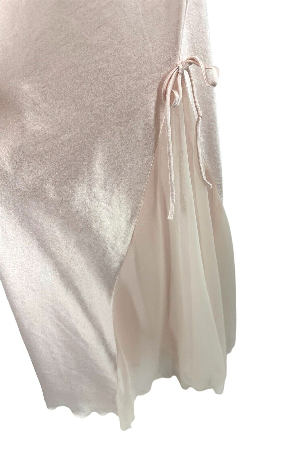 Vintage Valentino Slip Dress Womens Large Satin Maxi Nightgown Lace Ethereal
