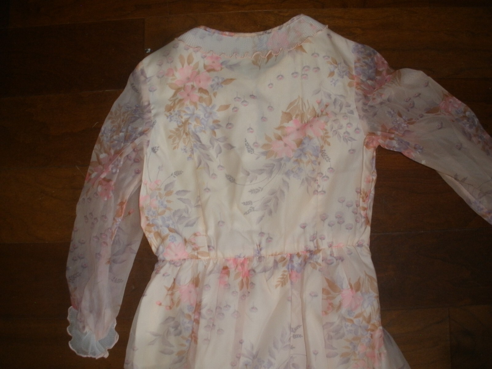 Vintage Ladies Handmade Long Dress Pink Flower Design see description for sz(68)