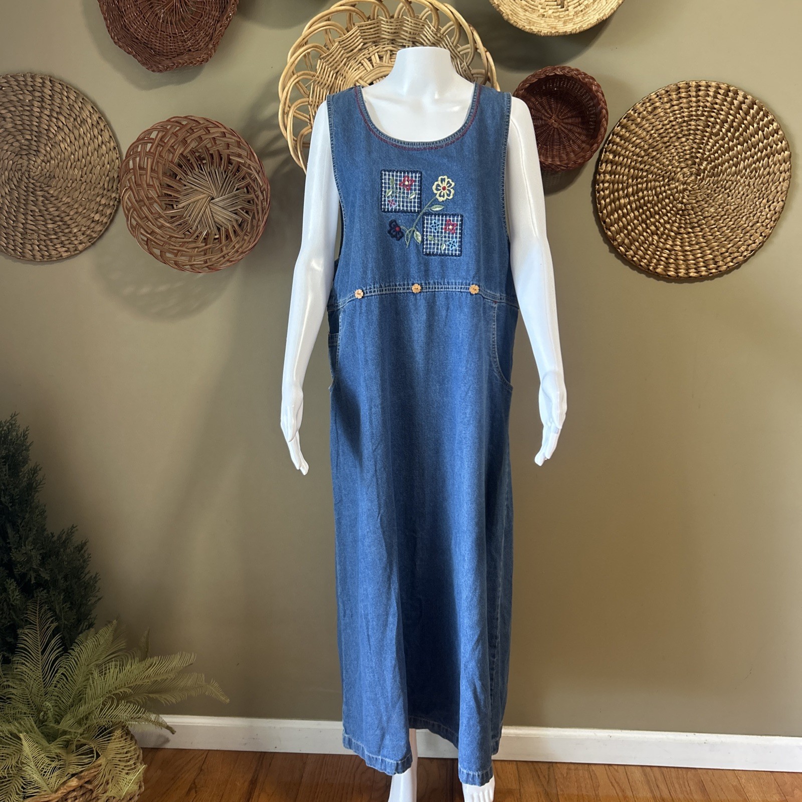 Vintage White Stag Denim Jumper Modest Y2K Teachercore Countrycore Large 12/14