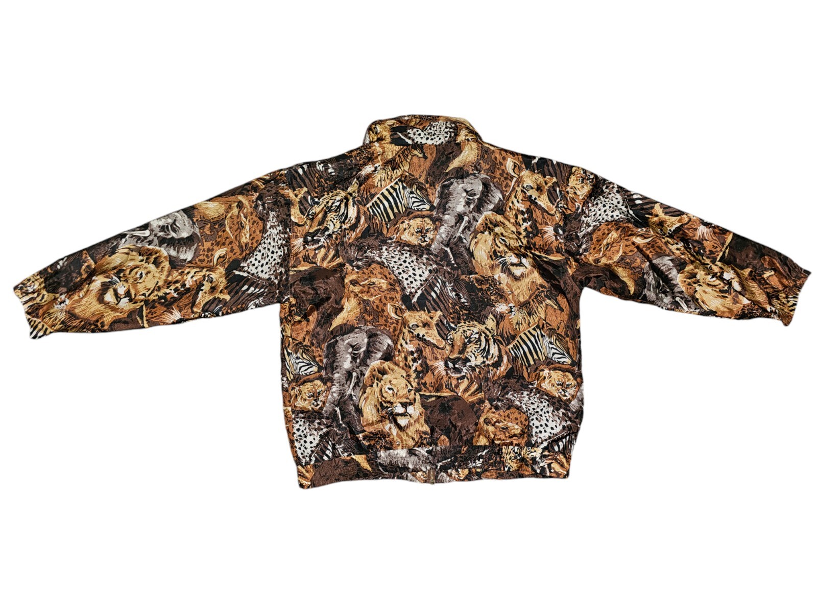 Vintage EVR 80s Safari all over print 100% Silk jacket Women’s Sz Medium