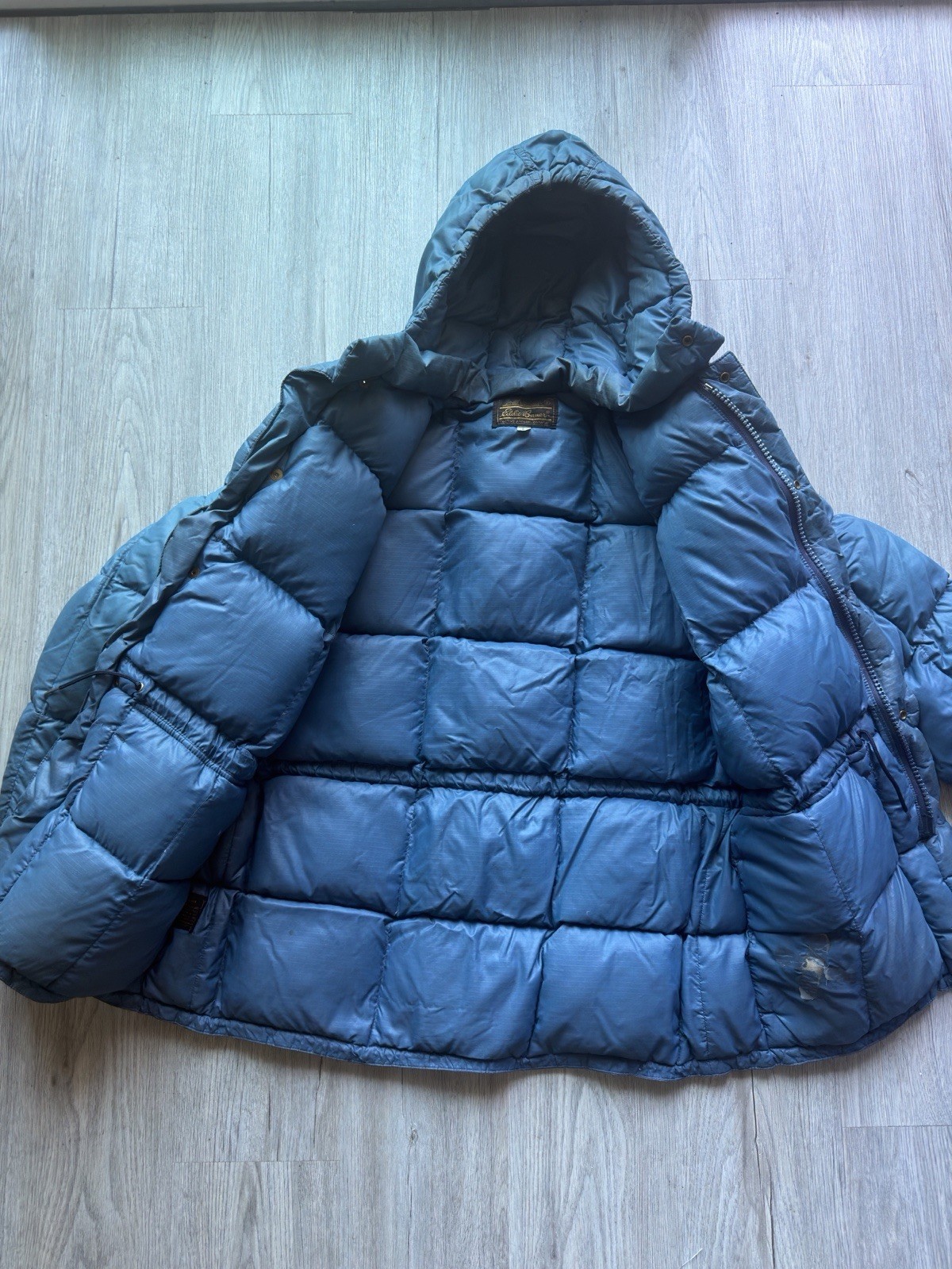 Vintage 70s Eddie Bauer Expedition Goose Down Parka Jacket Black Gold Label Sz L
