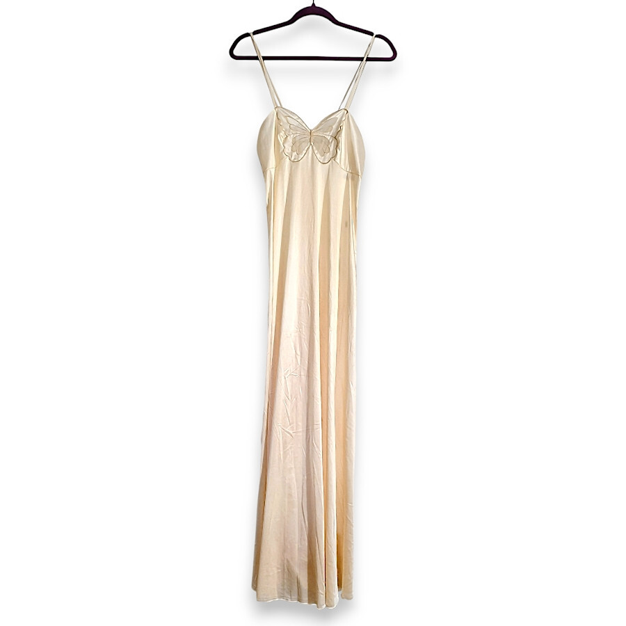 Vintage rare 70s butterfly embroidered slip nightgown Papillon by Paula Carbone