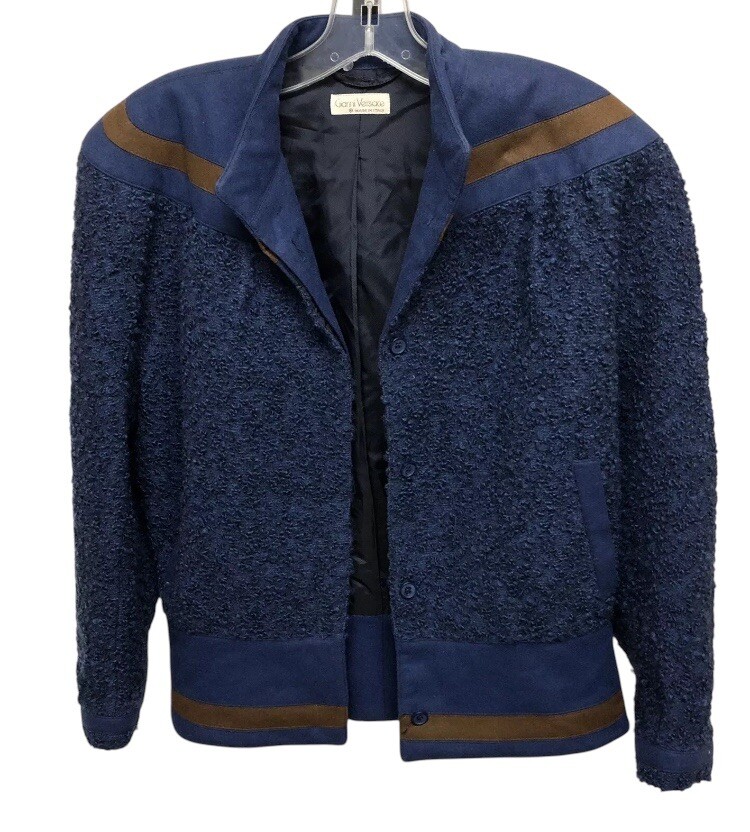 Gianni Versace Wool Alpaca Blend Bomber Jacket Size Small Womens Italian Vintage
