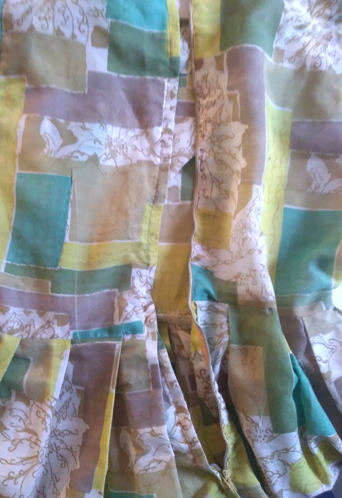 Vintage 50s Dress M Novelty Print Green Yellow Original Belt cotton chiffon 60s