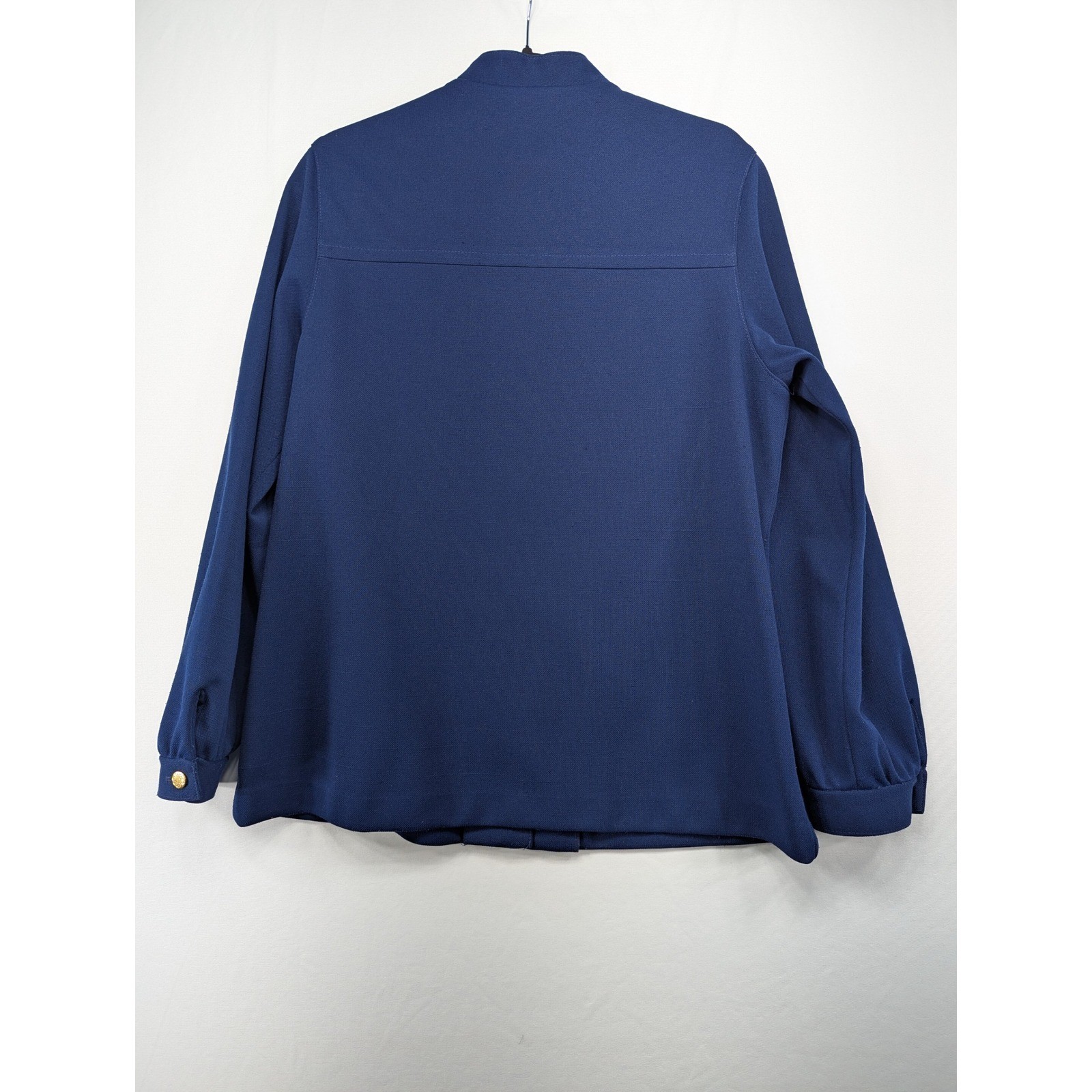 Vintage Rhodes California Navy Blue Gold Crest Button Jacket Mandarin Collar 9