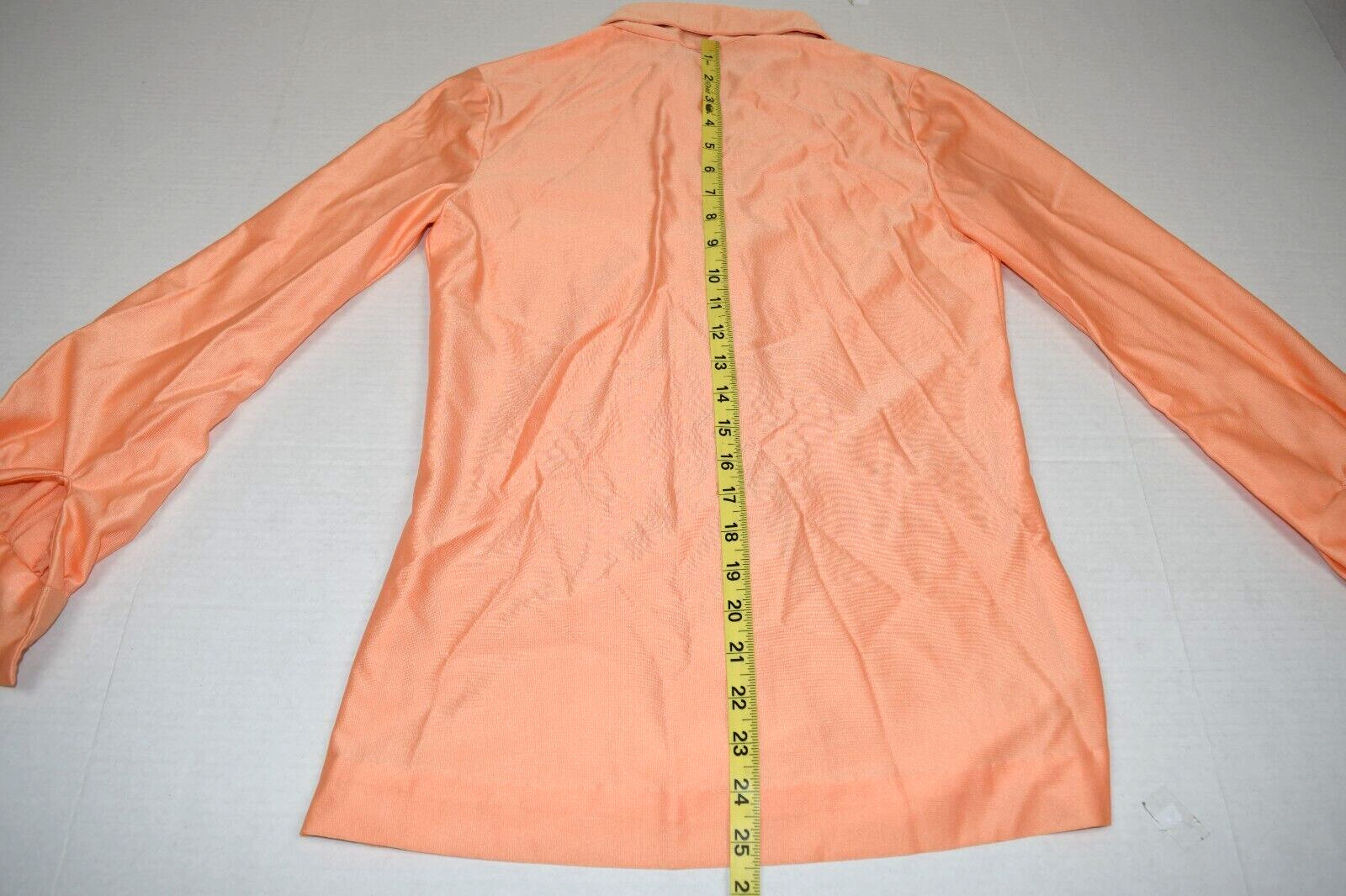 Vintage Shirt Bikini 3 Piece Set Size S/M 70s Melon Orange Bedazzled Silky
