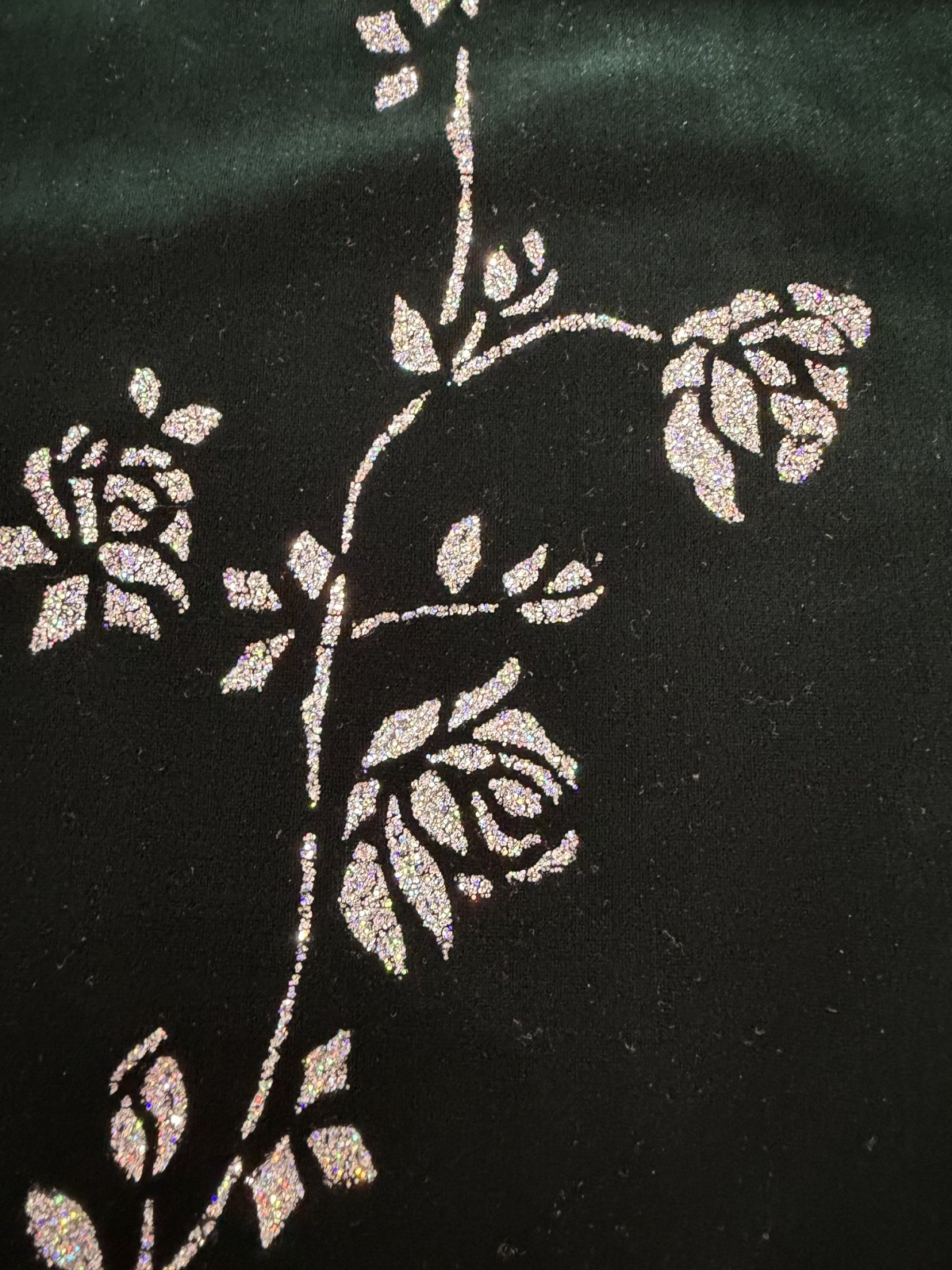 Vintage Emerald Green Velvet Maxi Dress Size Large Floral Glitter Jostar USA