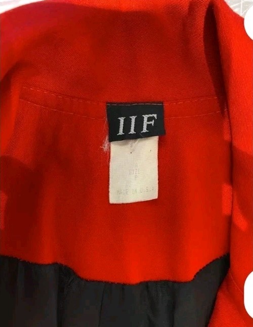 Vtg 80’S IIF Red Glam Pantsuit Sz 10 Mini Cape Jacket & Pants Statement Emblshd