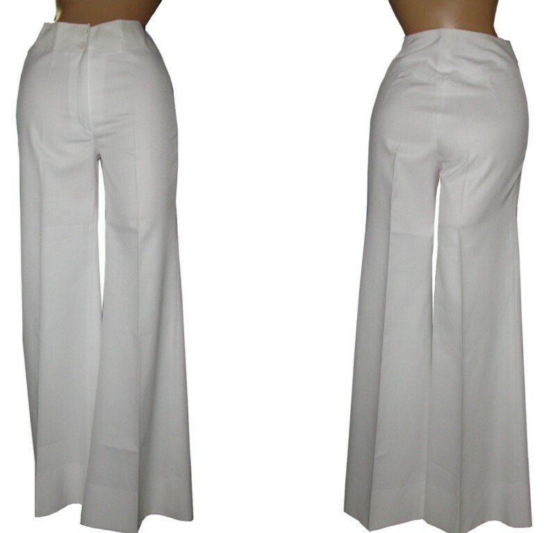 VINTAGE Boho 1960s-70s Original Saturday Night Fever White Flares XS