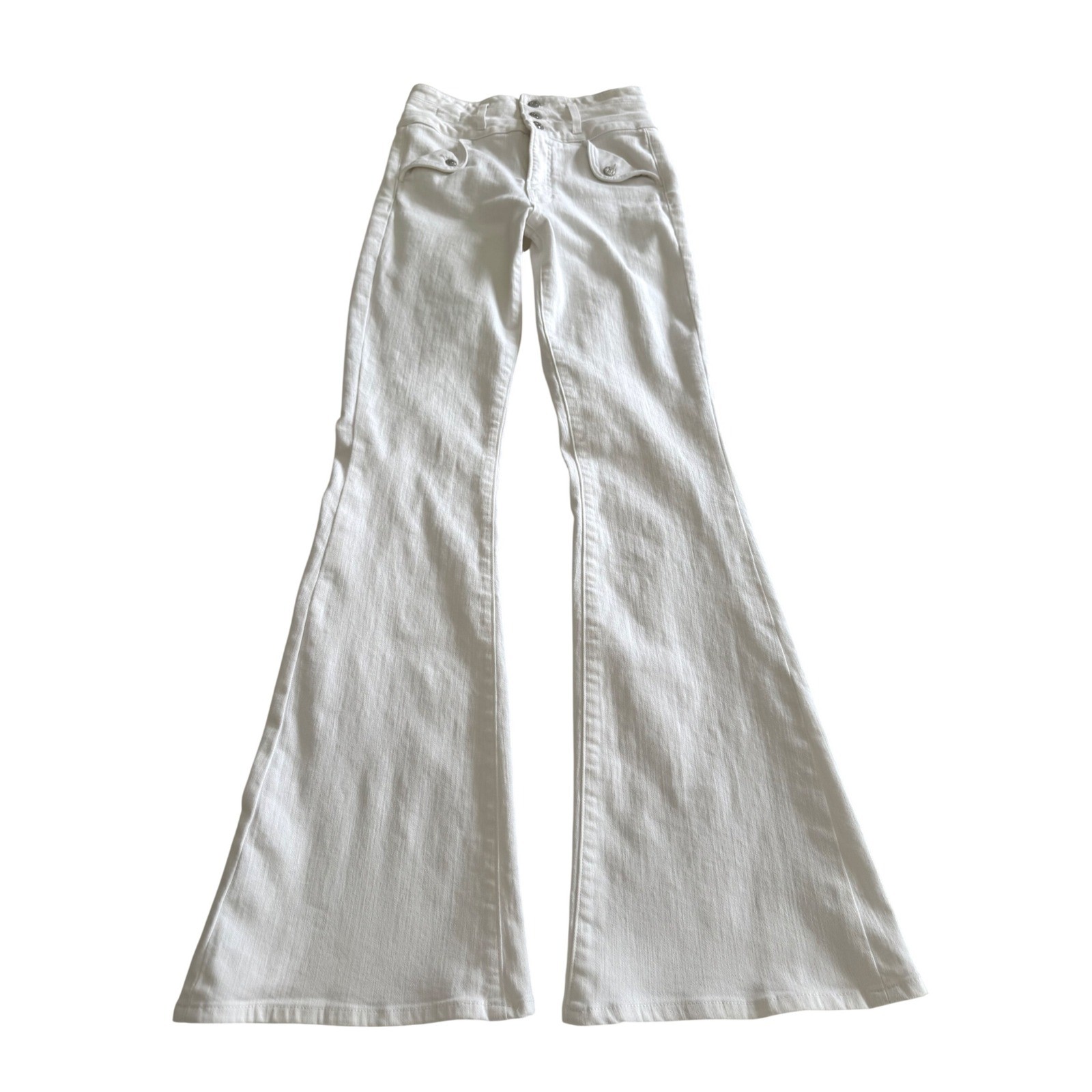 Veronica Beard Giselle White High Rise Skinny Flare Jeans Retro 70s Size 28