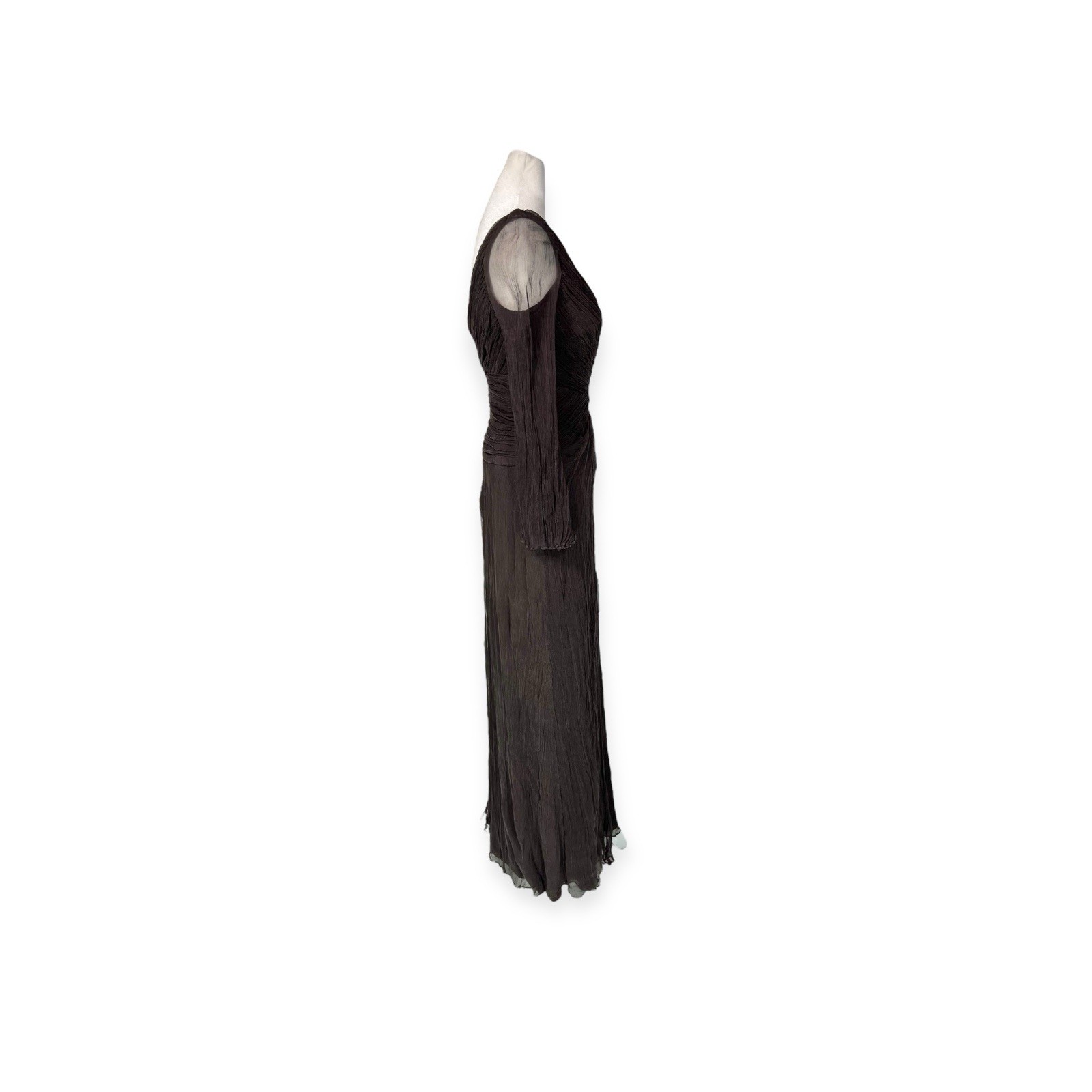 TADASHI SHOJI RUCHED SILK CHIFFON DRESS GOTH WHIMSIGOTH WITCHY VAMP VTG GOWN 6