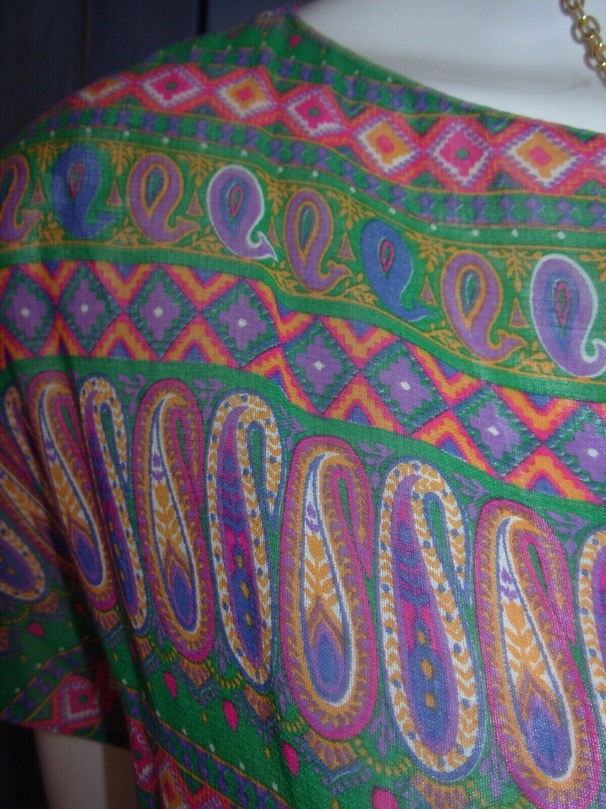 Vtg 70s 80s EDITH STRAUSS Dress M Patchwork PAISLEY Print Secretary Boho Peasant