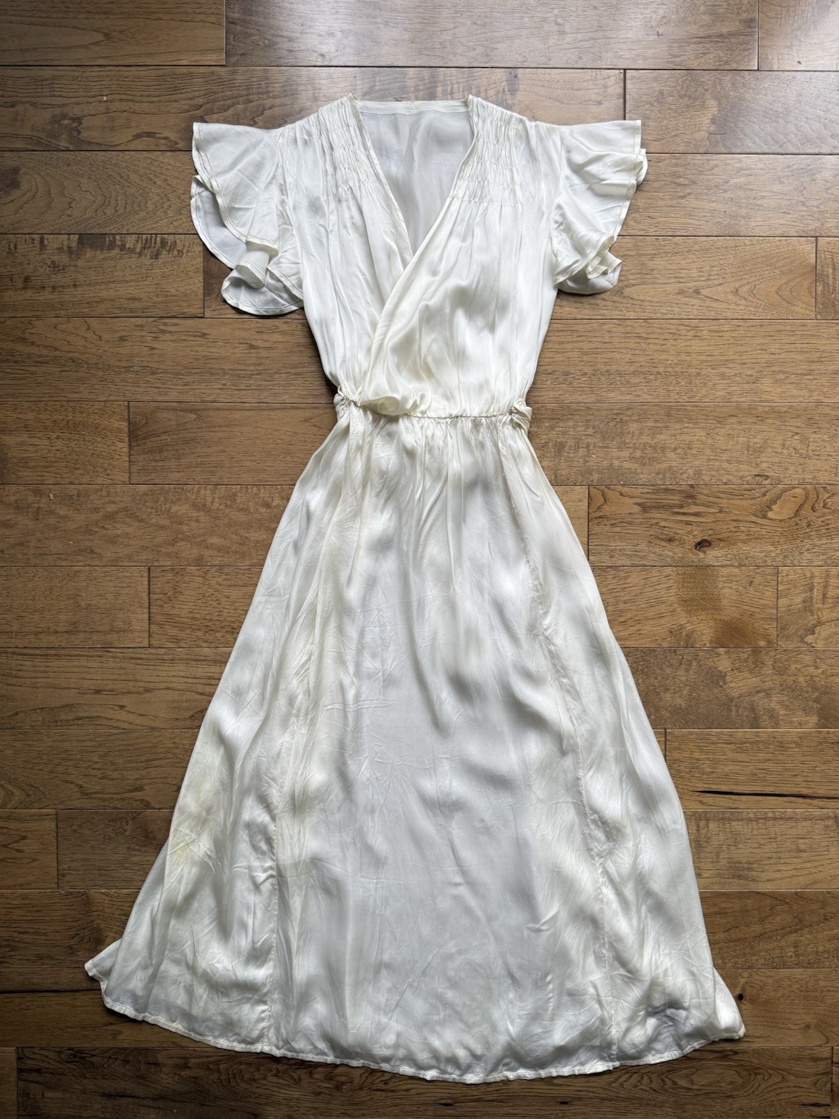 Regal 1930s-1940’s Candlelight Ivory Silk Satin Dress Wedding Gown Bridal Gown