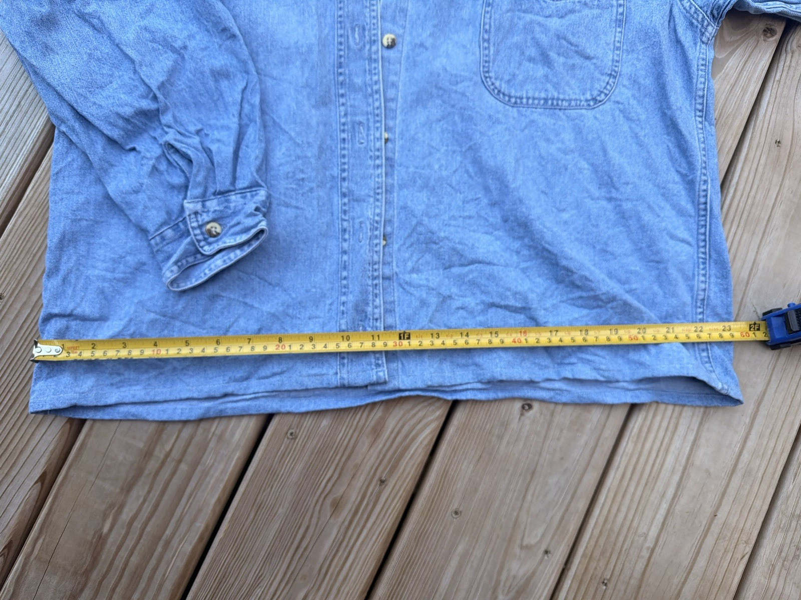 Vintage Patriotic Denim Shirt L Embroidered Faded Glory Sun Belt Denim