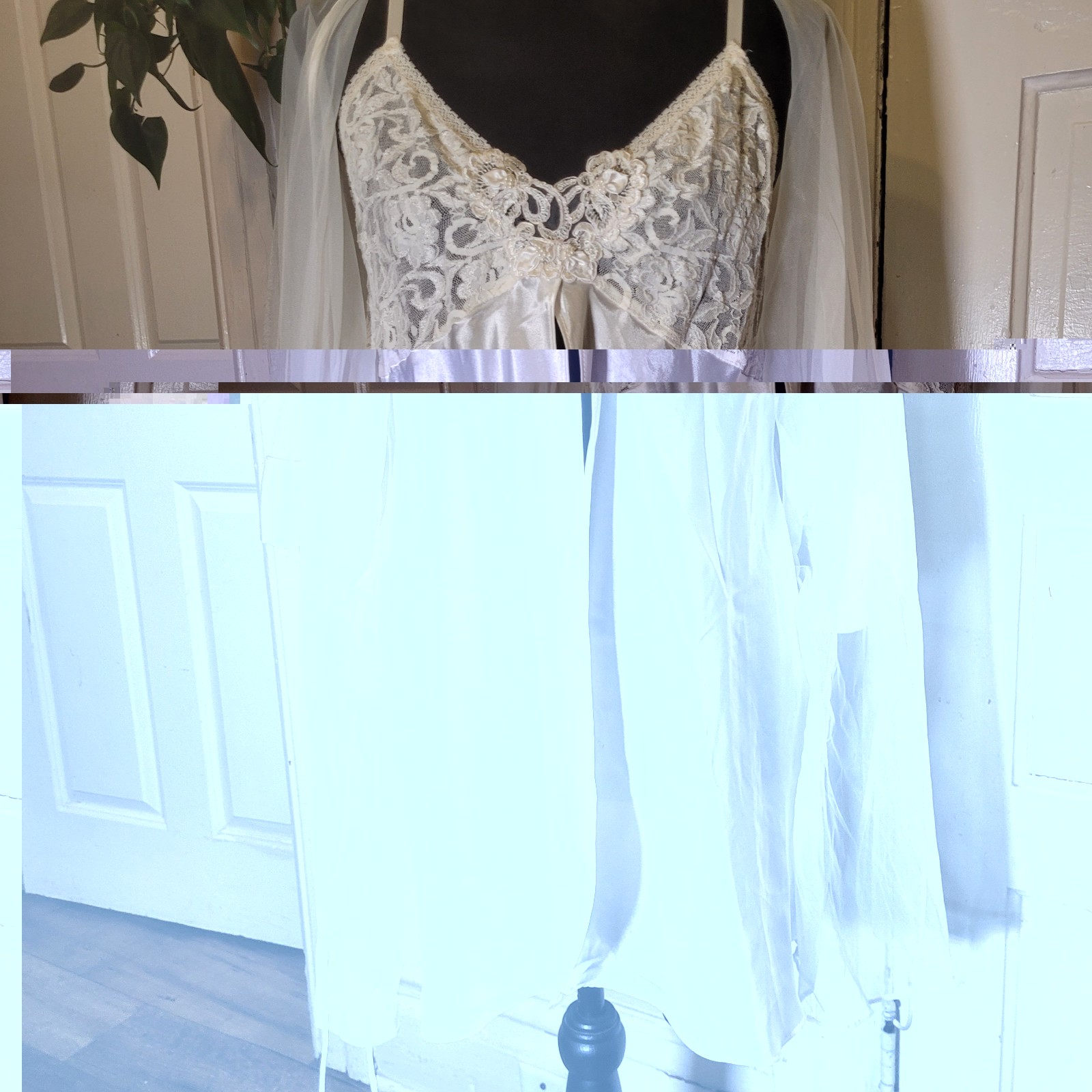 Vtg 3pc Intimo Amore Lingerie Sears Large Off White Wmns/t319