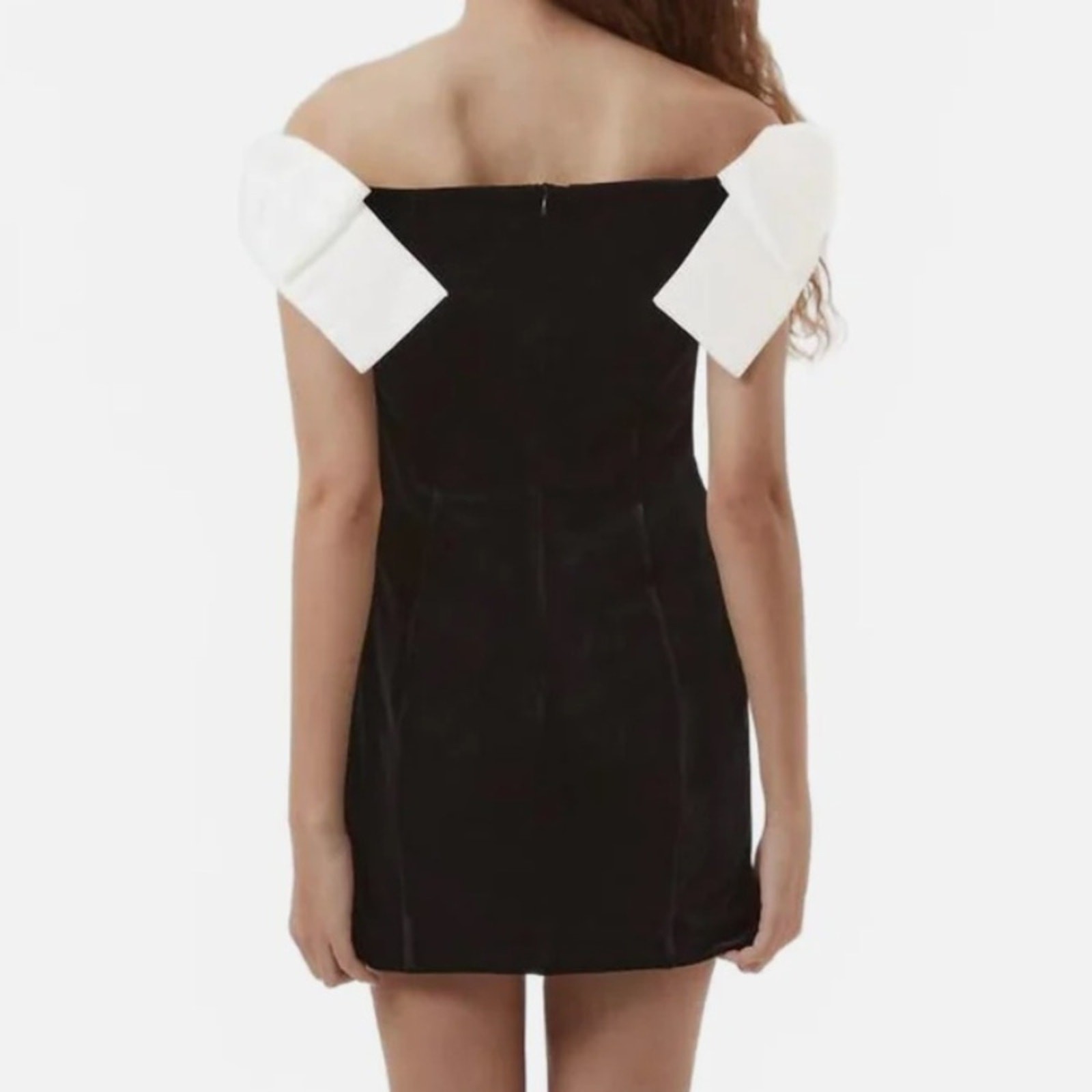 French Connection Black Velvet Satin Bow Mini Dress(Size Small)