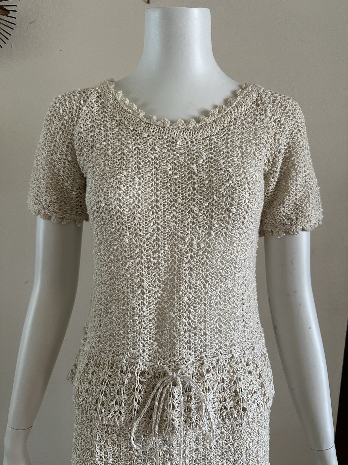 1970s A Pallas Original Hand Loomed Irish Linen Knit [Dress/Skirt/Set] Boho VTG