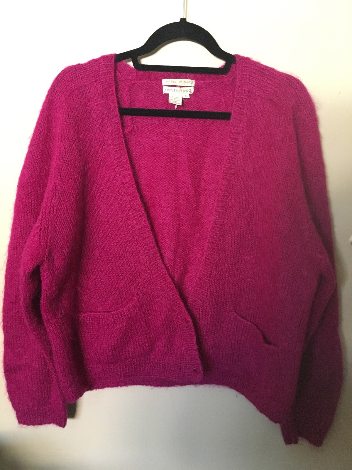 Vintage Jennifer Reed Large Hand Knitted Cardigan Fuchsia