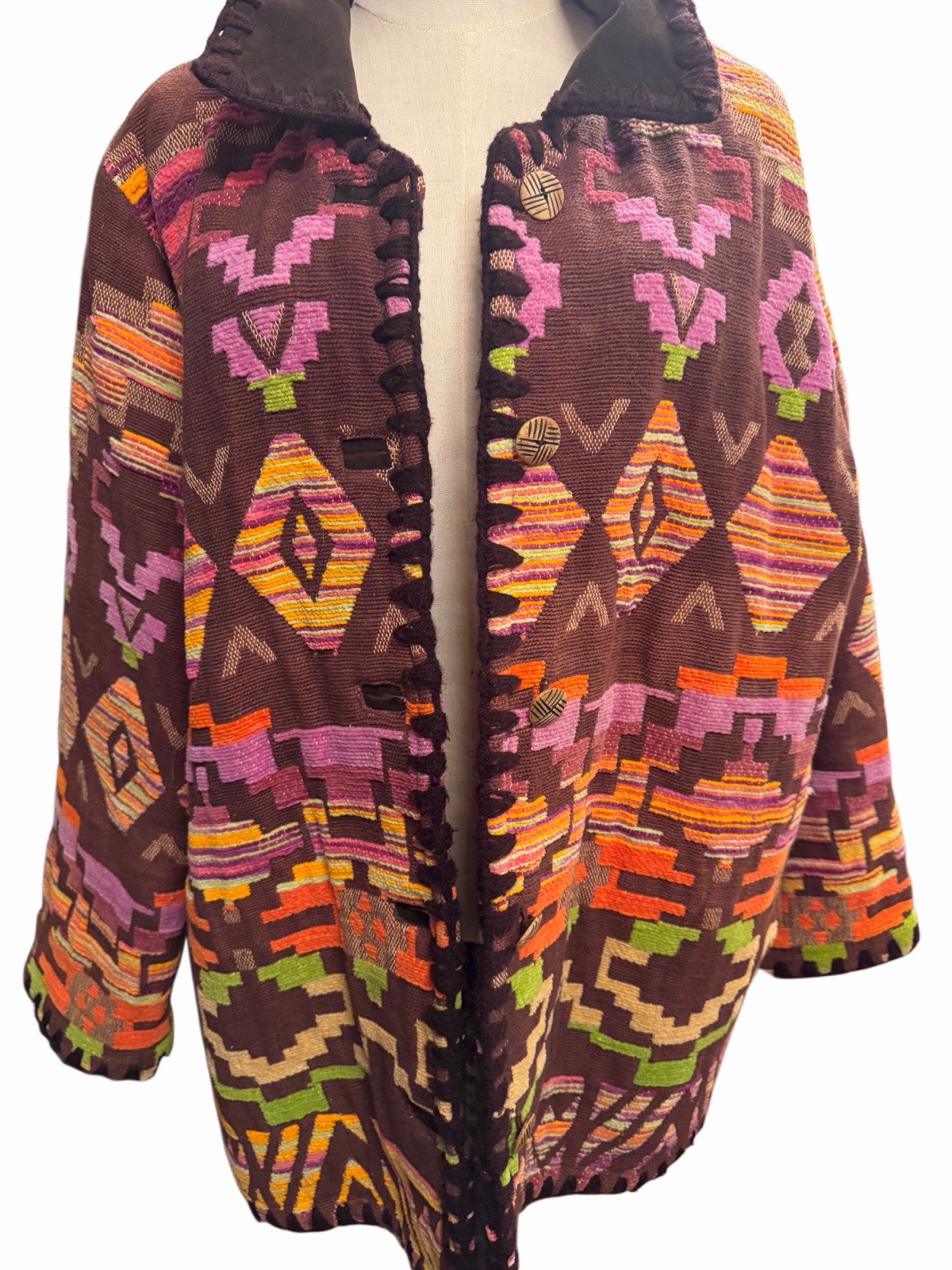 Vintage 90’s Cedar Canyon Woven Aztec Southwestern Tapestry Jacket Sz L