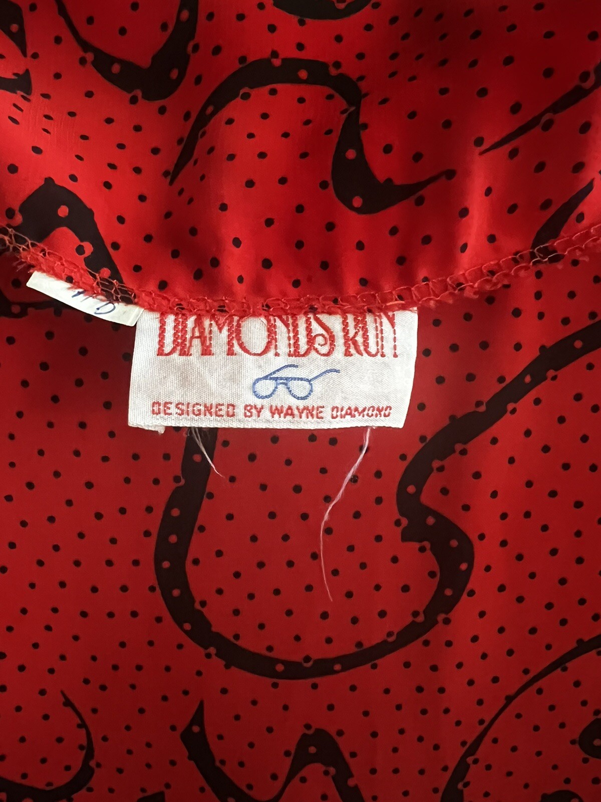 Vintage 70’s Diamond Run Women’s 100% Polyester Red Drop Waist Dress- Black/Red