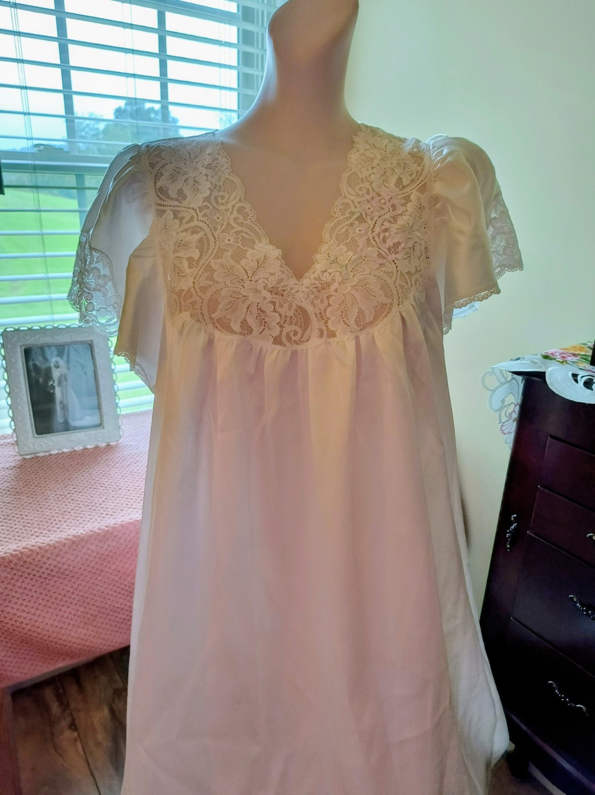 Vintage Eve Stillman White Weddng Nightgown Lingerie Lacy Satin