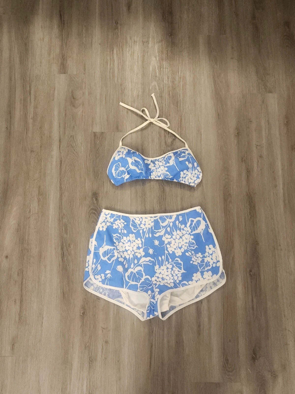 Poppy by Lanz Vintage Blue & White 2 Piece Bathingsuit 28inch waist