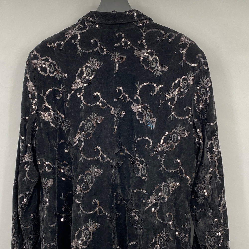 Vintage Isabel Women’s Black Velvet Sequin Embroidered Jacket Size XL Whimsygoth
